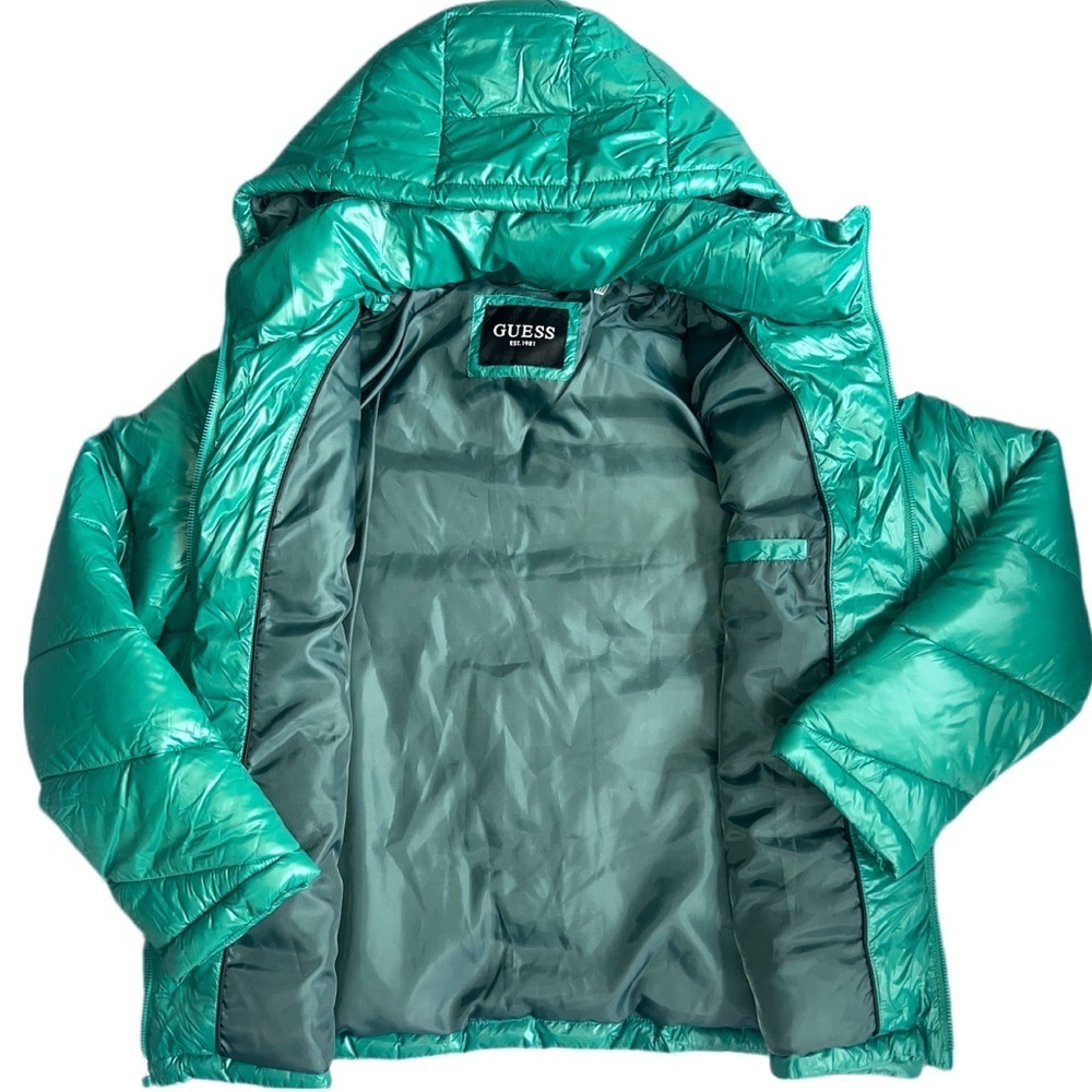 GUESS Emerald Green Hooded Puffer Jacket | Women’s Large | NWOT - Picture 6 of 10